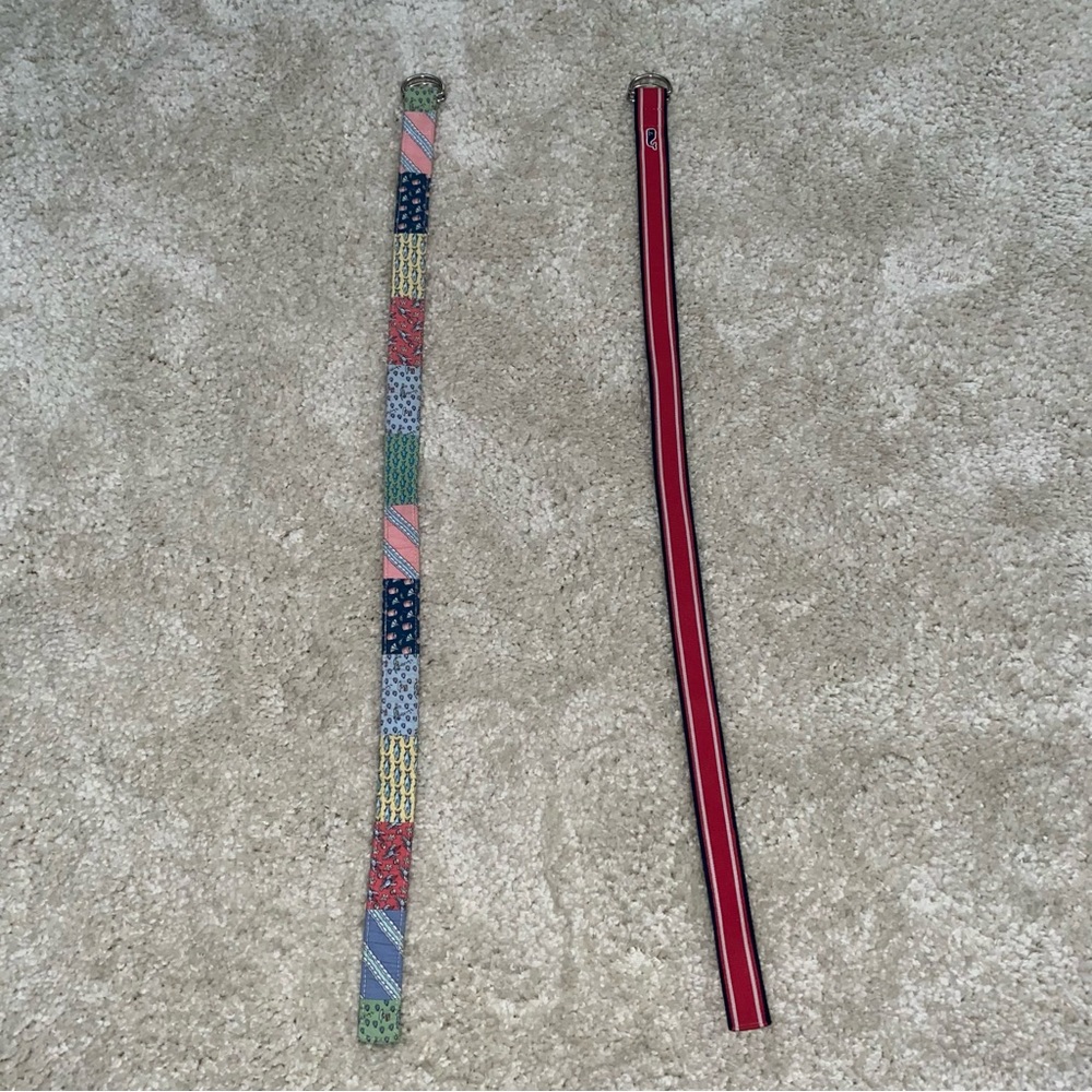 Vineyard Vines Belts Adjustable D Ring Patchwork Bright Pink Size Medium